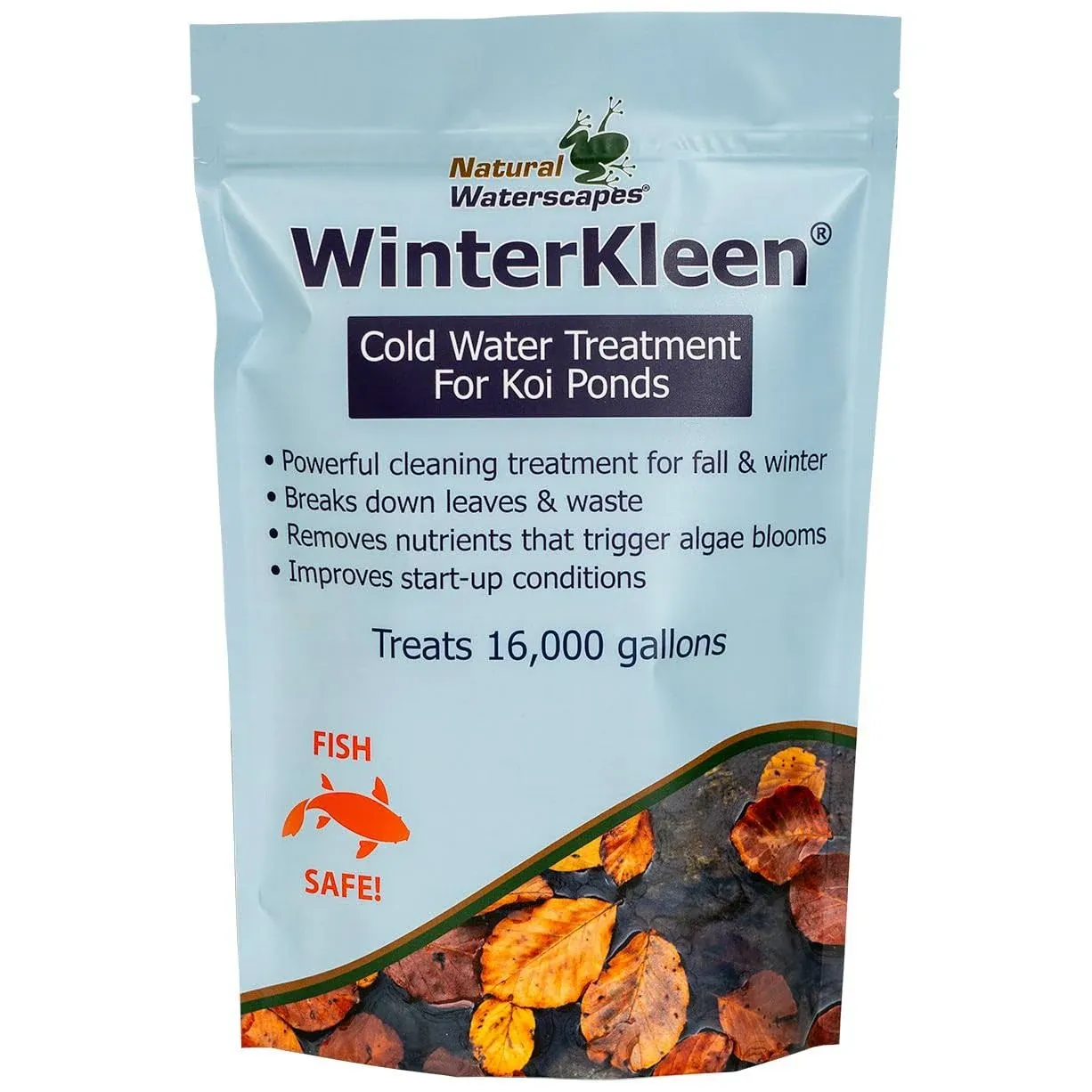 WinterKleen Fall & Winter Bacteria for Ponds | Koi Pond Winterizer, Leaf Digester, Natural Cleaner - Powerful Concentrated Enzymes and Microbes Clean Pond Water