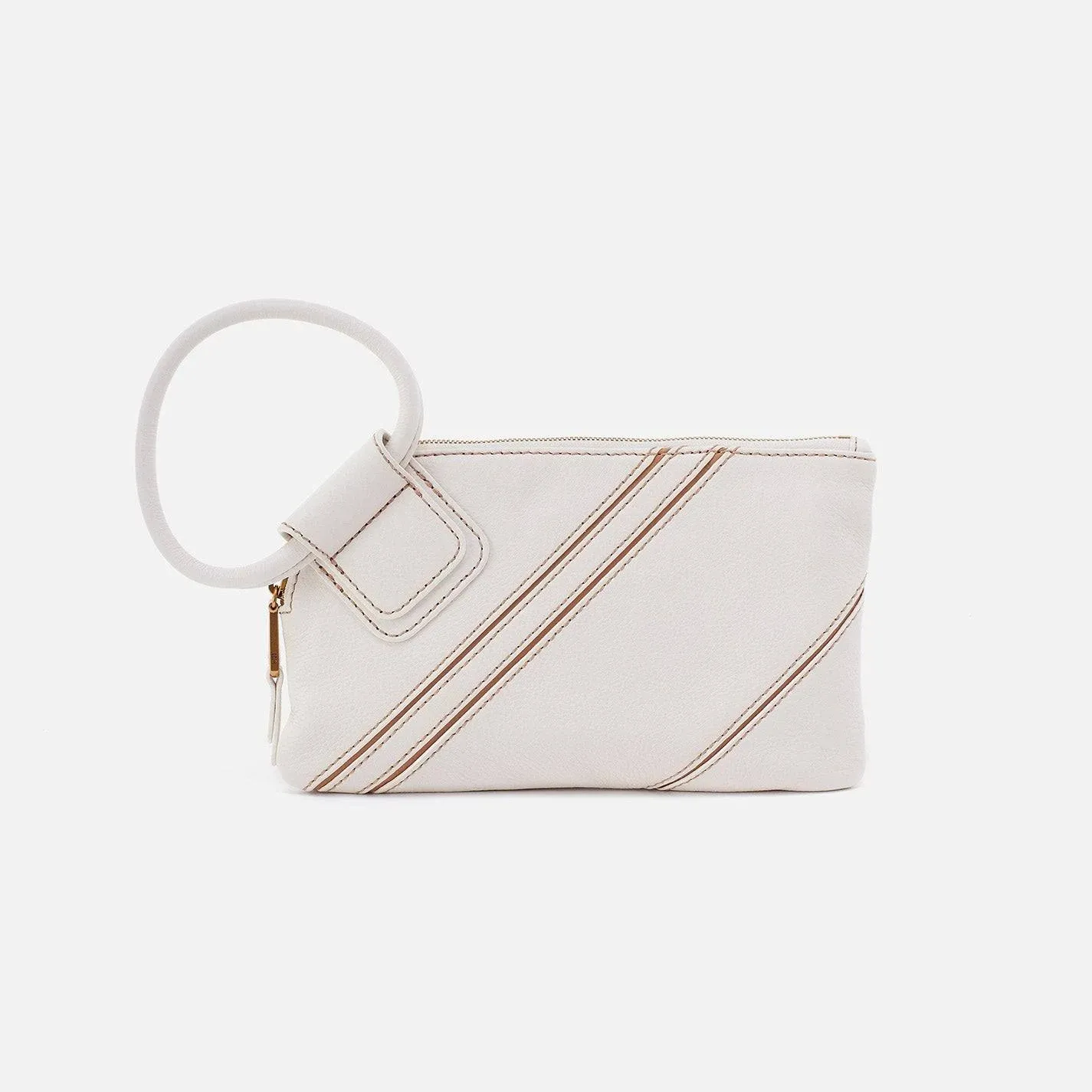 Sable Wristlet in Pebbled Leather - White Stripe