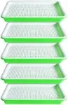 EBaokuup 5 Pcs Seed Sprouter Tray with Drain Holes - BPA Free Seed Germination Propagation Trays, Soil-Free Wheatgrass Bean Sprouts Microgreens