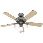 Hunter Swanson 44" Ceiling Fan with Lights, Matte Silver 52779