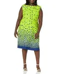 London Times Women's Ombre Dots Fit and Flare Dress