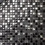 Glass and Stone Mosaic Black Silver Crystal Rhinestone Backsplash Tile