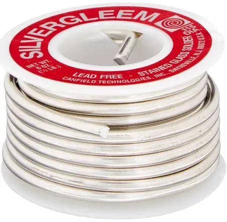 Canfield Silvergleem Lead Free Silver Solder Wire for Stained Glass Solder Crafting and Jewelry Making (96% Tin / 4% Silver) - 1/2 Lb Spool (1 Pack)