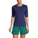 Lands' End Women's Crew Neck Rash Guard UPF 50 Sun Protection Swim Tee