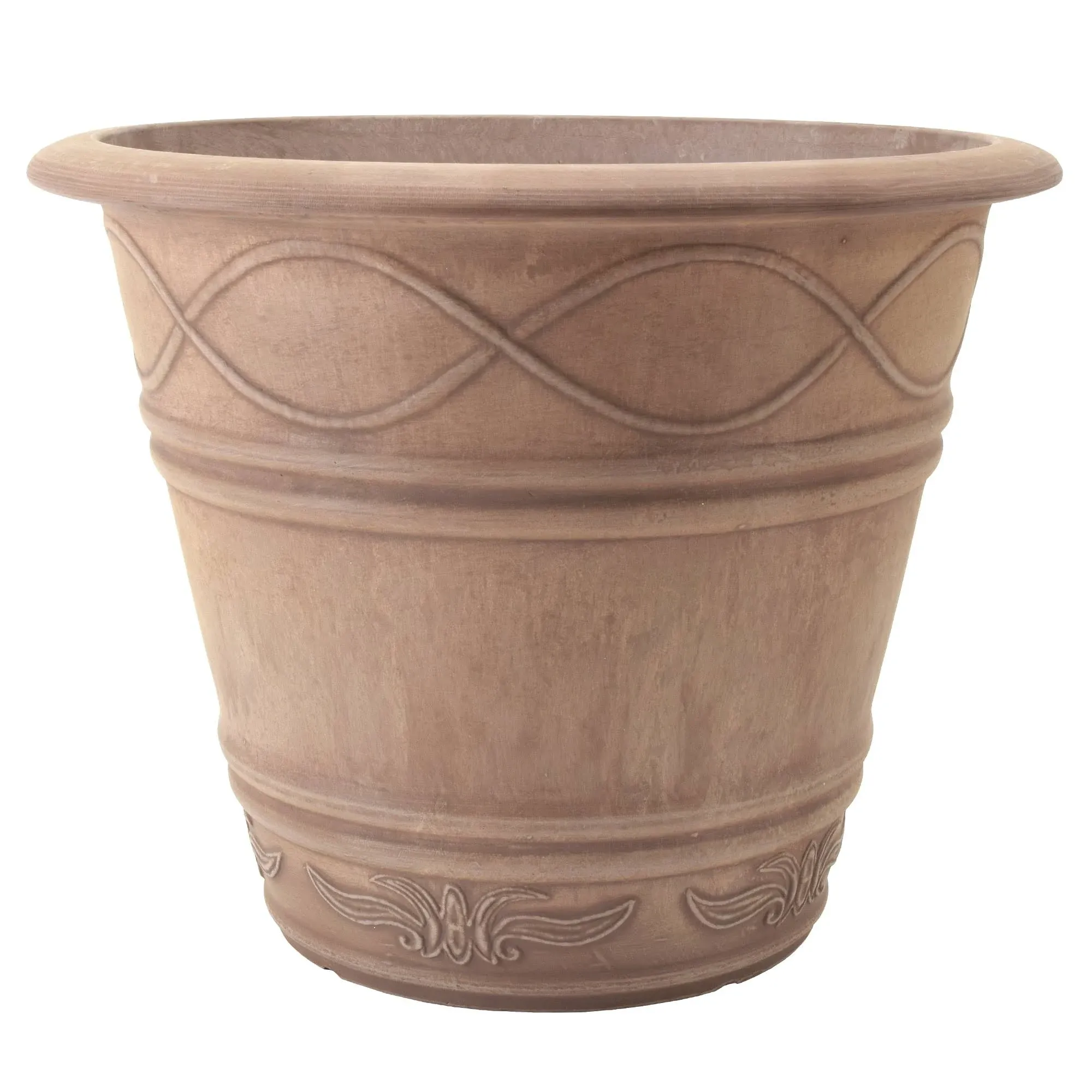 PSW Pot Collection Western Weave Planter Pot for Indoor and Outdoor Plants and Gardens, 14.5-inch, Taupe