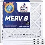 Filter King 20x20x4 Air Filter | 4-Pack | MERV 8 HVAC Pleated A/C Furnace Filters | Made in USA | Actual Size: 19.5 x 19.5 x 3.75"