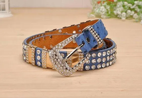 TIPINOICE Women's Western Cowgirl Rhinestone Studded Bling Belt, Length 41 inch