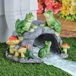 Gutter Downspout Extension Outdoor Statue Decor, Decorative Downspout Splash Block for Gutter Downspouts Extender, Frog Statue Rain Gutter Guardian for Patio, Lawn, 3”×4” Christmas Extender Covers.