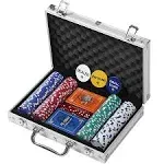 Professional Poker Set w/ Hard Case, 2 Card Decks, 5 Dice, 3 Buttons - 200 Chips