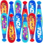 POW Inflatable Baseball Bats for Kids - Pack of 12 - Approx. 20" Durable Inflates in Assorted Colors, Superhero Birthday Party Favors, Decorations, & Supplies, Carnival Party Prizes