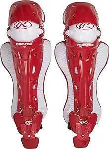 Rawlings | MACH Catcher's Leg Guards | Baseball | Intermediate | Red/White