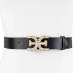 Sam Edelman Pearl Logo Belt Black