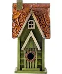 Glitzhome 12"H Red Distressed Solid Wood Cottage Birdhouse