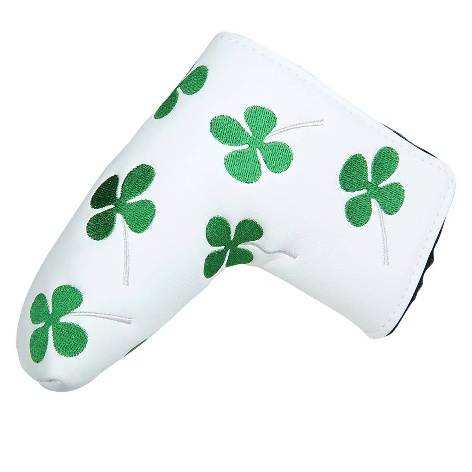 Sword &Shield Sports White Green Shamrock Lucky Clover Putter Head Cover