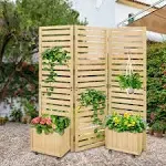 EAGLE PEAK Outdoor Garden Privacy Screen w/ Planter Box 66.5&#034; Cedar Natural Wood