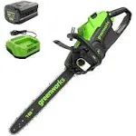 Greenworks 80V 18' Brushless Cordless Chainsaw (Great for Tree Felling, Limbing, Pruning, and Firewood), 75+ Compatible Tools, 4.0Ah Battery and Char