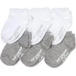 Baby Socks, 6-Pack Ankle or Crew with Non-Slip Grips, Made with Organic Cotton