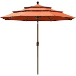 EliteShade USA 10-Year-Non-Fading 9ft 3 Tiers Market Umbrella Patio Umbrella Outdoor Table Umbrella with Ventilation