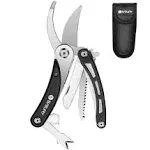 BIBURY Gardening Hand Pruners, 5 in 1 Multitools Folding M, Silver, Black 