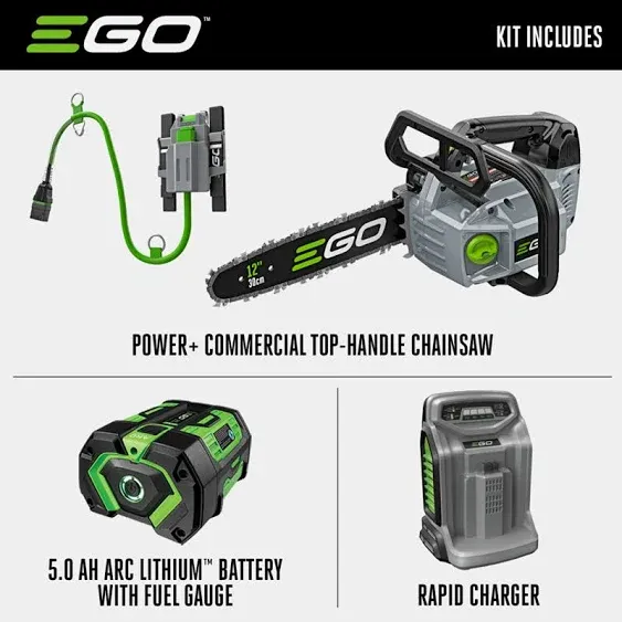 Ego Power+ CSX3003 Commercial Top Handle Chainsaw with Battery Holster, 5Ah Battery and Charger