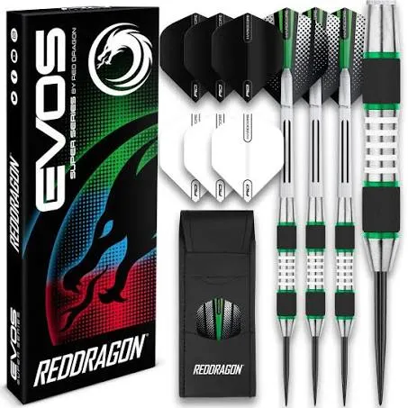 RED DRAGON Evo Series Tungsten Darts Set with Flights, Shafts (Stems) and Wallet