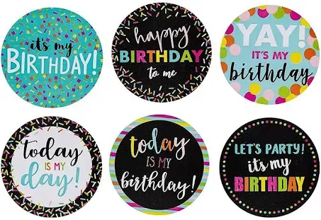 BLUE PANDA 504 Piece Round Happy Birthday Stickers for Students, Happy Birthday to Me, Today is My Day Stickers, Kids Party Favors, Teachers, 6 Assorted Designs (2 Inches)