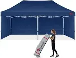 MASTERCANOPY Heavy Duty Pop-Up Canopy Tent with Sidewalls (10x20,Navy Blue)