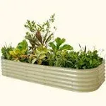 Vego Garden 17 in. 10-in-1 Modular Pearl White Metal Raised Garden Bed