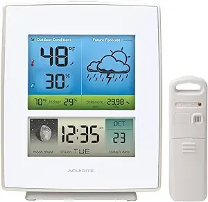 AcuRite 02031RM Weather Station with Forecast/Temperature/Humidity/Moon Phase, White