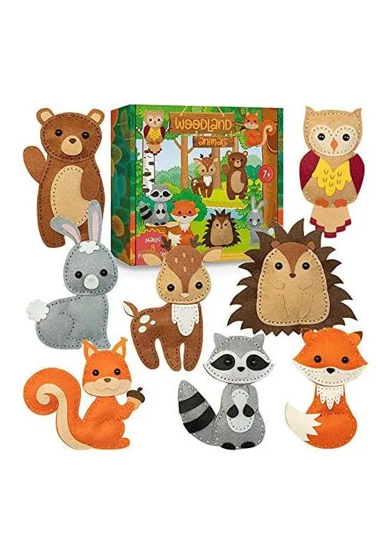 Craftorama Sewing Kit for Kids, Fun and Educational Animal Craft Set for Boys and Girls Age 7-12, Sew Your Own Felt Animals Craft Kit for Beginners,