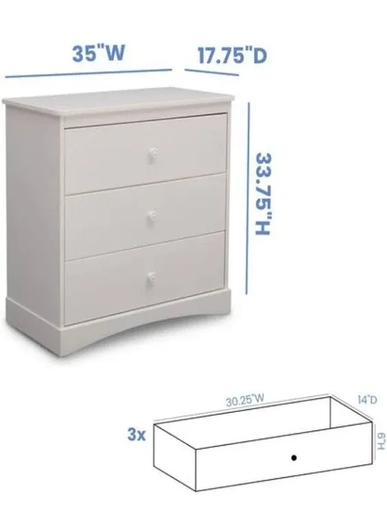 Delta Children Sutton 3 Drawer Dresser with Changing Top