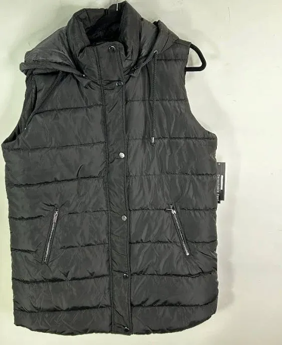 Women's Long Puffer Vest with Hood - S.E.B. By SEBBY