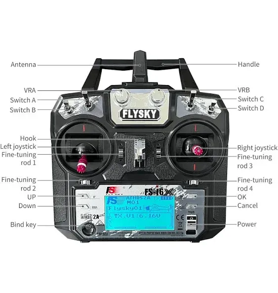 Hawk's Work FS-i6X 10 CH Transmitter, 2.4GHz RC Controller with FS-iA6B Receiver for Drone Multirotor Airplane Helicopter Car Tank Boat (i6X+ iA6B)