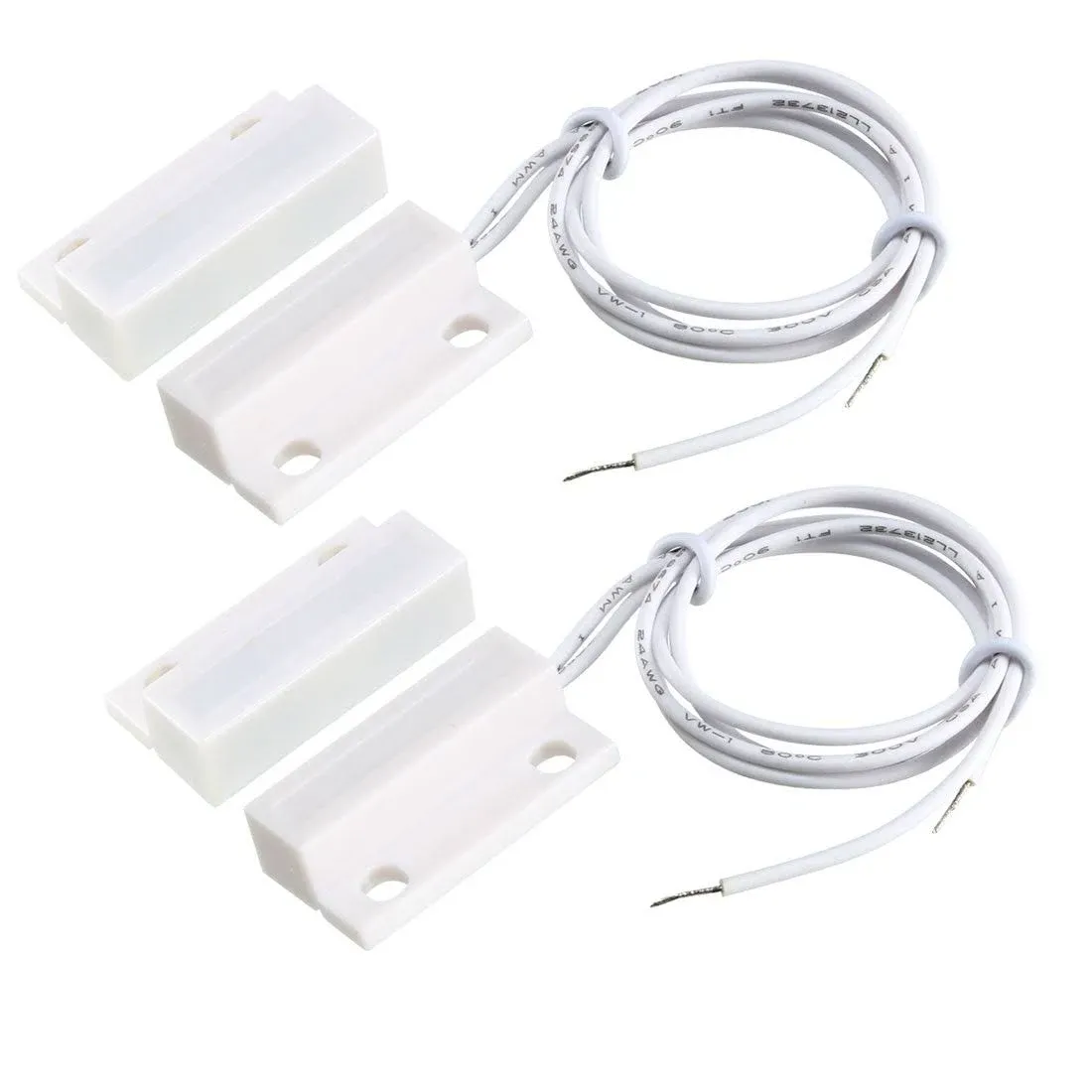 Uxcell MC-38 Surface Mount Wired NC Door Sensor Alarm Magnetic Reed Switch White 2pcs