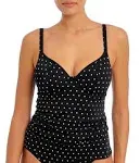 Freya Womens Jewel Cove Underwire Non Padded Plunge Tankini, 30E, Black, Women's