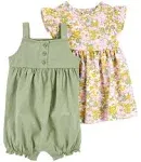 Carter's Baby Girl 3-Piece Dress & Romper Set