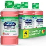 Pedialyte AdvancedCare Electrolyte Solution with PreActiv Prebiotics, Hydration Drink, Strawberry Lemonade, 1 Liter, 4 Count