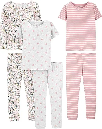 Simple Joys by Carter's Girls' 6-Piece Snug Fit Cotton Pajama Set