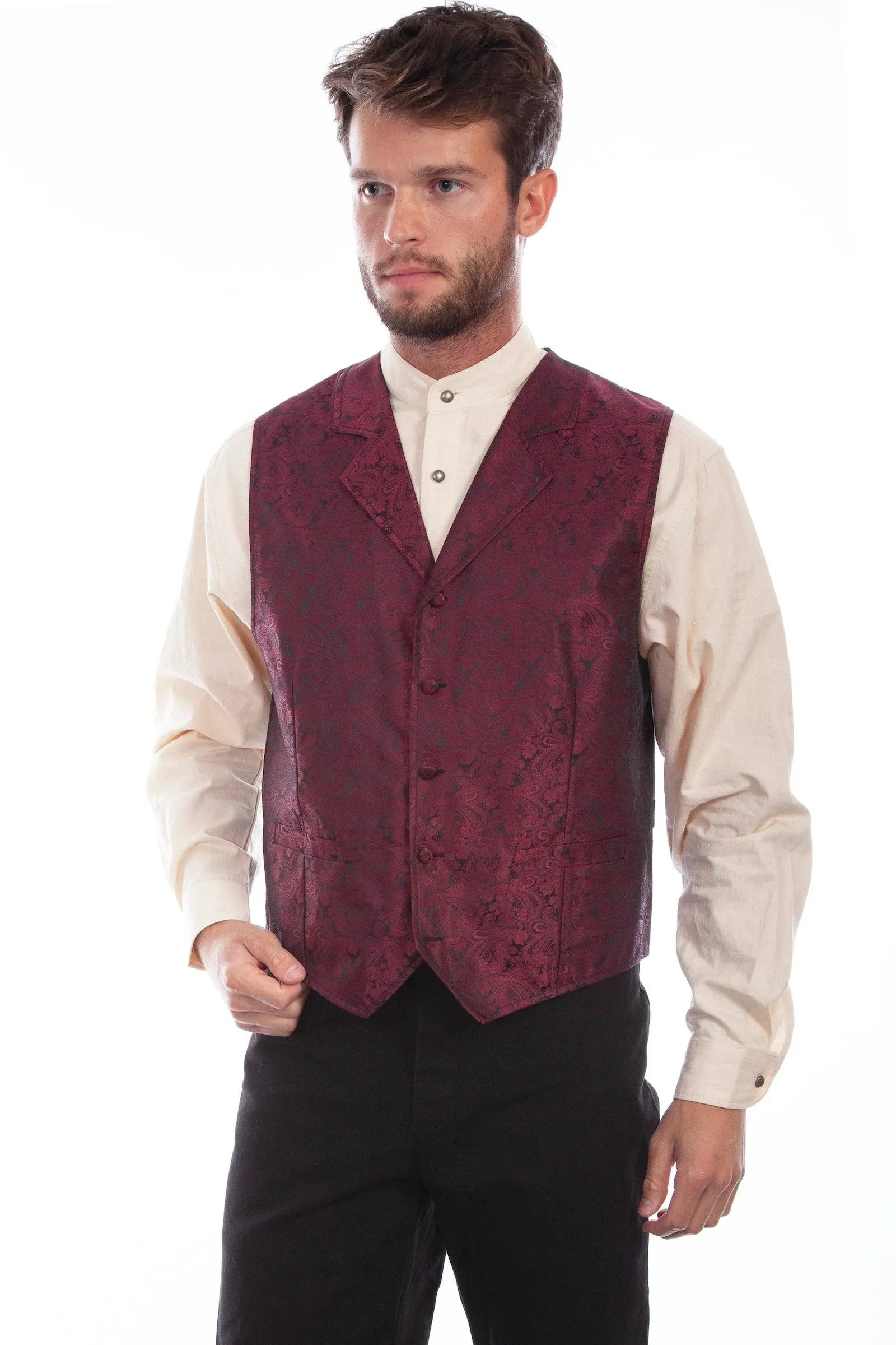 Scully Men's Burgundy Paisley Vests RW093-BURG