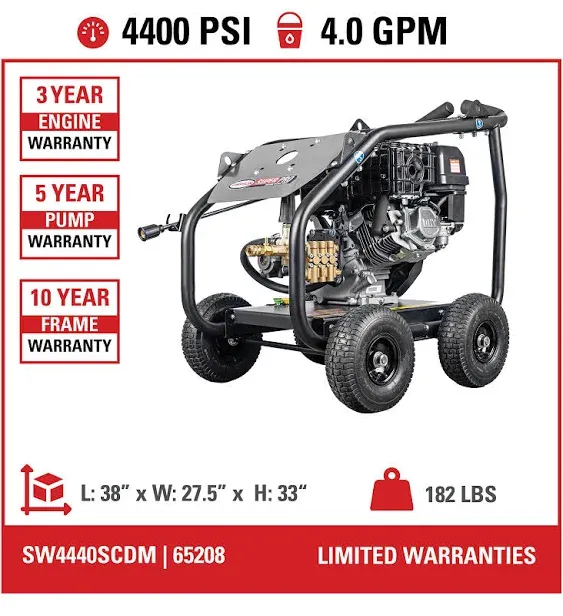 Simpson 4400 PSI Super Pro Roll Cage Gas Pressure Washer