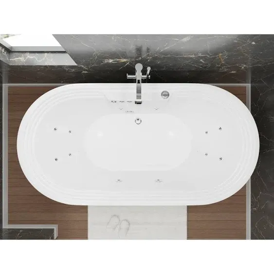 ANZZI FT-AZ201 Sofi 5.6 ft. Center Drain Whirlpool and Air Bath Tub in White