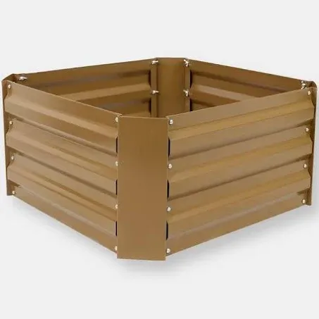 Sunnydaze Galvanized Steel Square Raised Garden Bed - 24 in - Brown