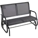 Outsunny 2-Person Outdoor Glider Bench Patio Double Swing Rocking Chair Loveseat w/Power Coated Steel Frame for Backyard Garden Porch, Grey