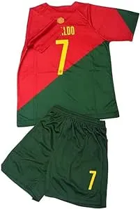 Youth Soccer Fan Ronaldo Jersey Portugal No 7 Sports Jersey Shirt Free Shorts