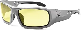 Ergodyne Skullerz Odin Safety Glasses- Gray Frame, Yellow Lens