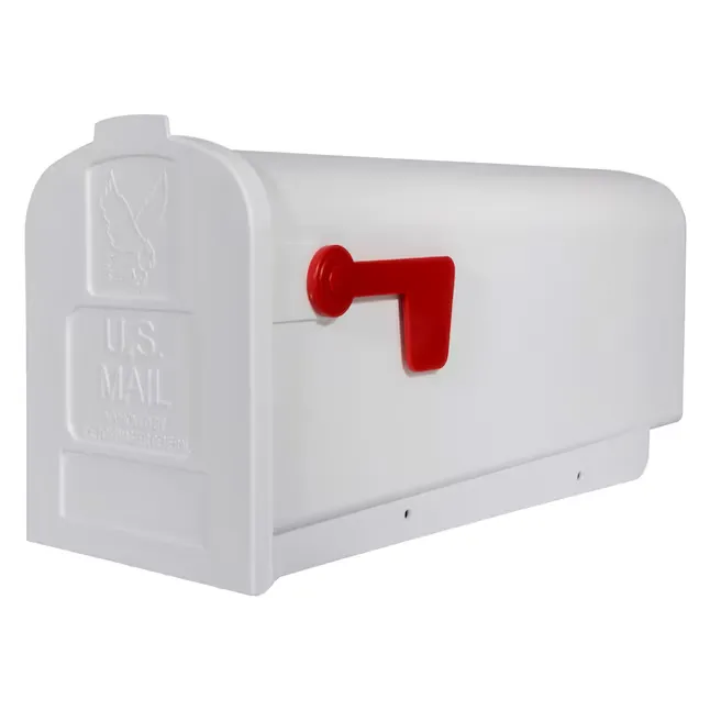 Gibraltar Parsons White Medium Plastic Post Mount Mailbox