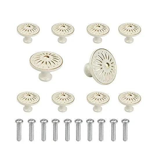 Cabinet Knob 10pcs 35mm Single Hole Ceramic Knob Dresser Cupboard Cabinet Drawer