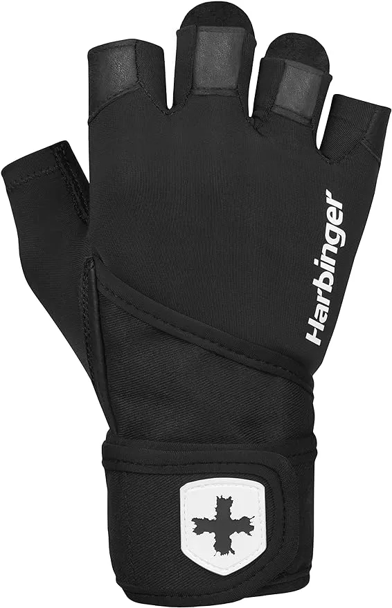 Harbinger Unisex Pro Wrist Wrap Weight Lifting Gloves 2.0 - Black