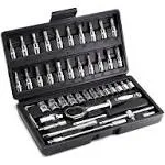 YUFANYA 46PCS 1/4 inch Drive Socket Set,Metric Ratchet Wrench Set with 4-14mm...