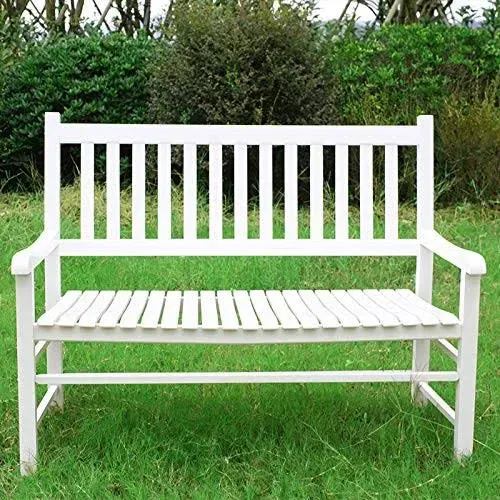 Rockingrocker - A062Wt White Outdoor Wood Garden Bench - Suitable for Indoor or